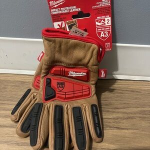Red and Tan Impact Protection Gloves